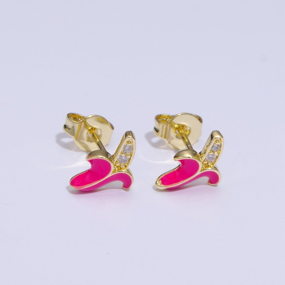 Tiny banana stud earrings, dainty banana earrings, unique fruit earrings, fruit jewelry T-150 ~ T-154