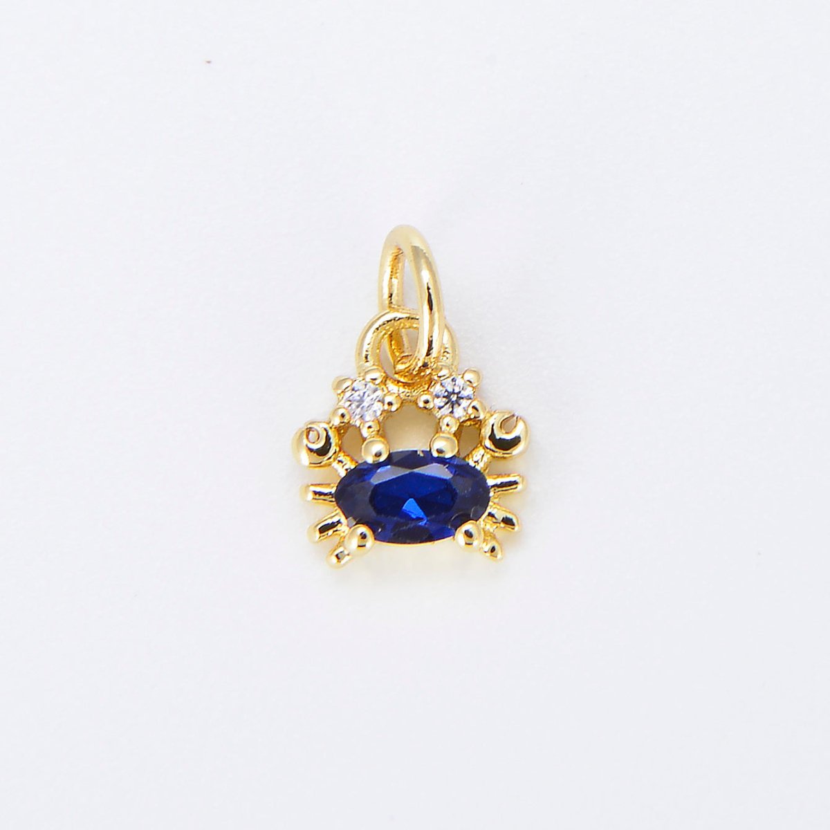 Tiny Crab Charm Dainty Crabby Pendant 14kt Gold Filled Charm Animal Charm Cubic Blue Under the sea Inspired E-875