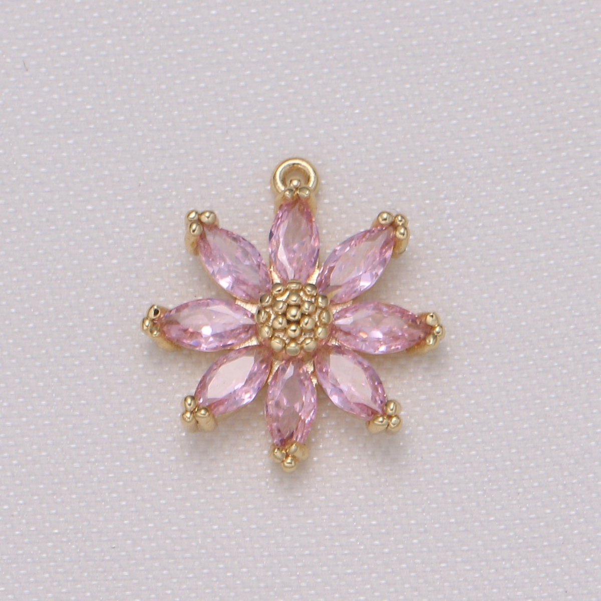 Tiny Crystal Daisy Flower Gold Plated Charm CZ Daisy Jasmine Floral Nature Charm Pendant GP-570 GP-571