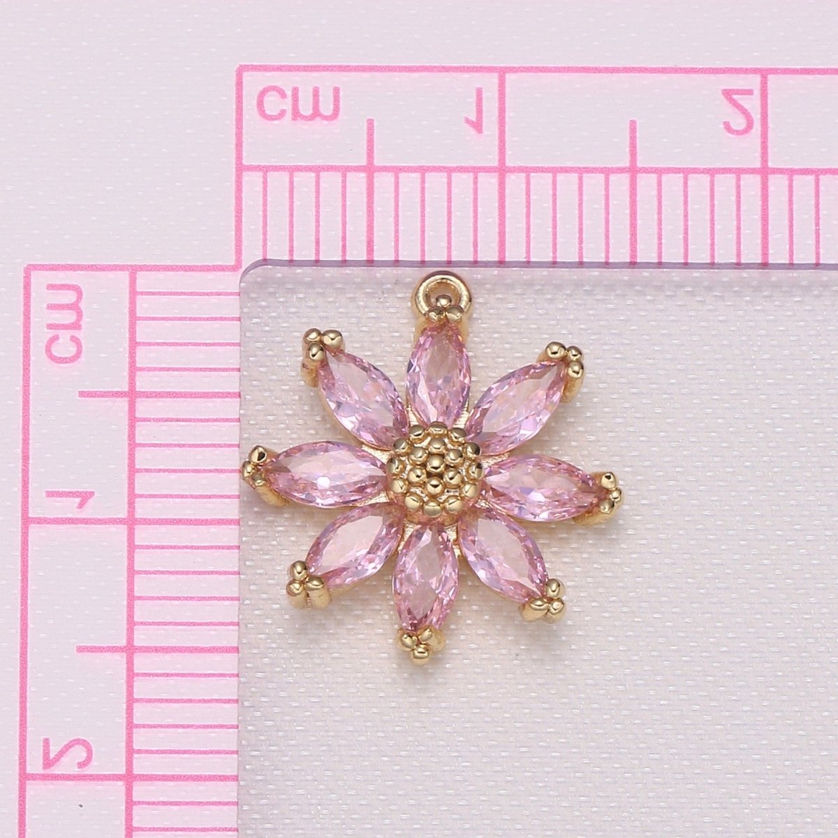Tiny Crystal Daisy Flower Gold Plated Charm CZ Daisy Jasmine Floral Nature Charm Pendant GP-570 GP-571