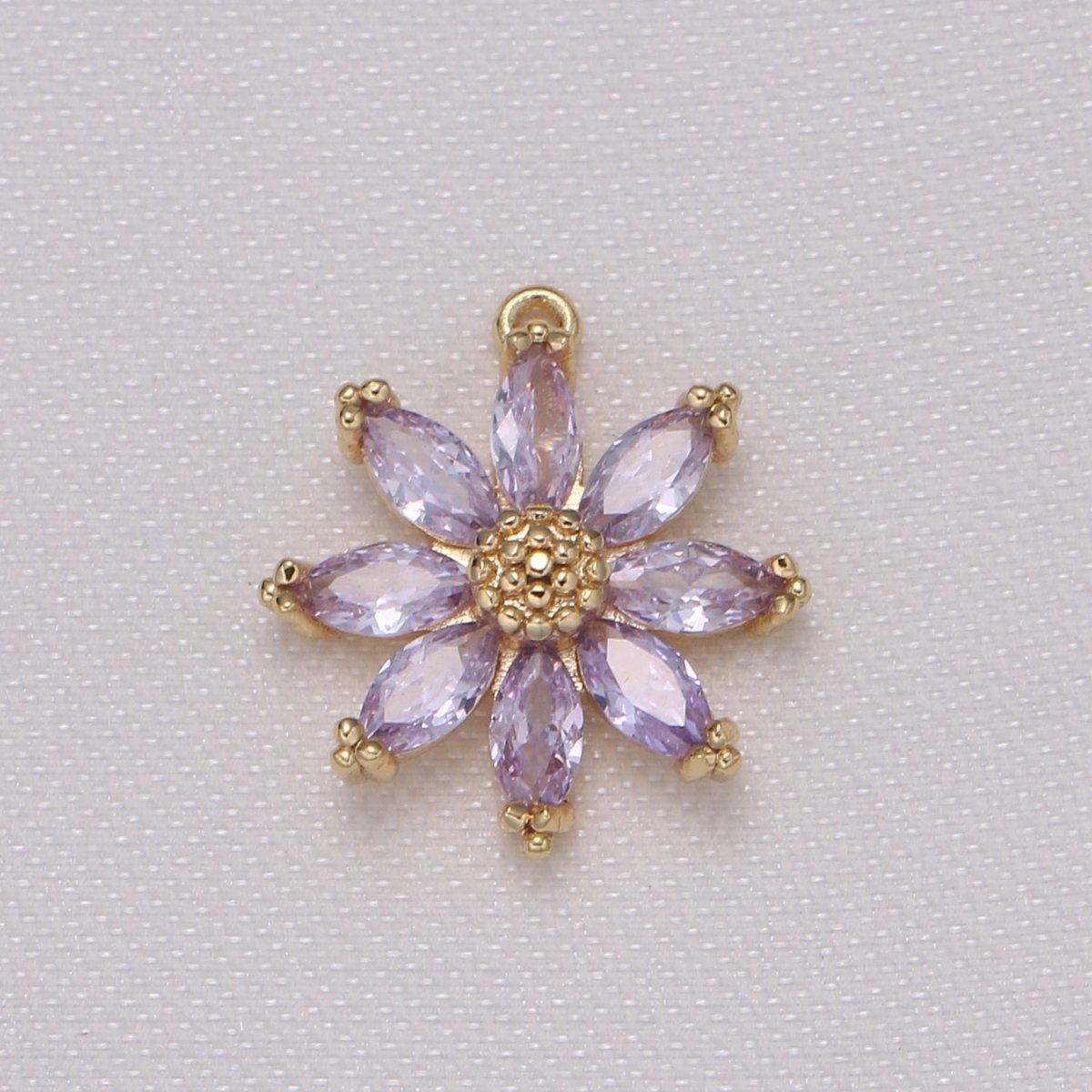 Tiny Crystal Daisy Flower Gold Plated Charm CZ Daisy Jasmine Floral Nature Charm Pendant GP-570 GP-571