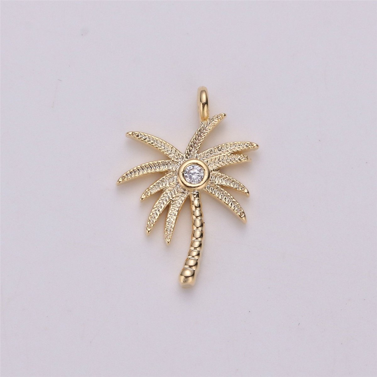 Tiny crystal Palm Tree in gold Filled Dainty palm tree Pendant Necklace Earring Bracelet Charm for Jewelry Making SupplyC-542