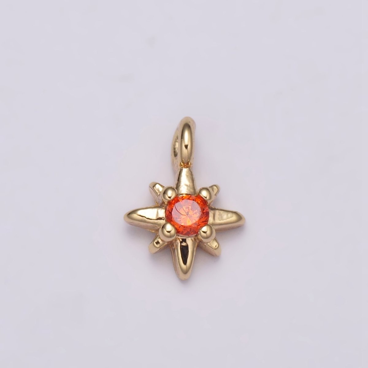 Tiny CZ 8 Point Star Cubic Zirconia Small Starburst North Star Pendant - 16K Gold Filled CZ Drop Charm Pendant, Celestial Jewelry, Pointed Star N-165 - N-169
