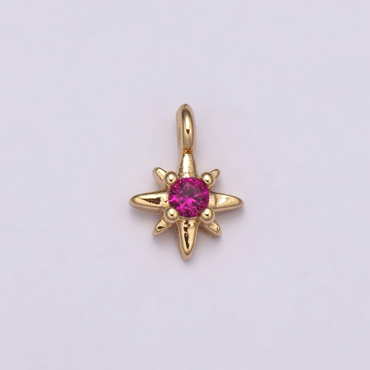 Tiny CZ 8 Point Star Cubic Zirconia Small Starburst North Star Pendant - 16K Gold Filled CZ Drop Charm Pendant, Celestial Jewelry, Pointed Star N-165 - N-169