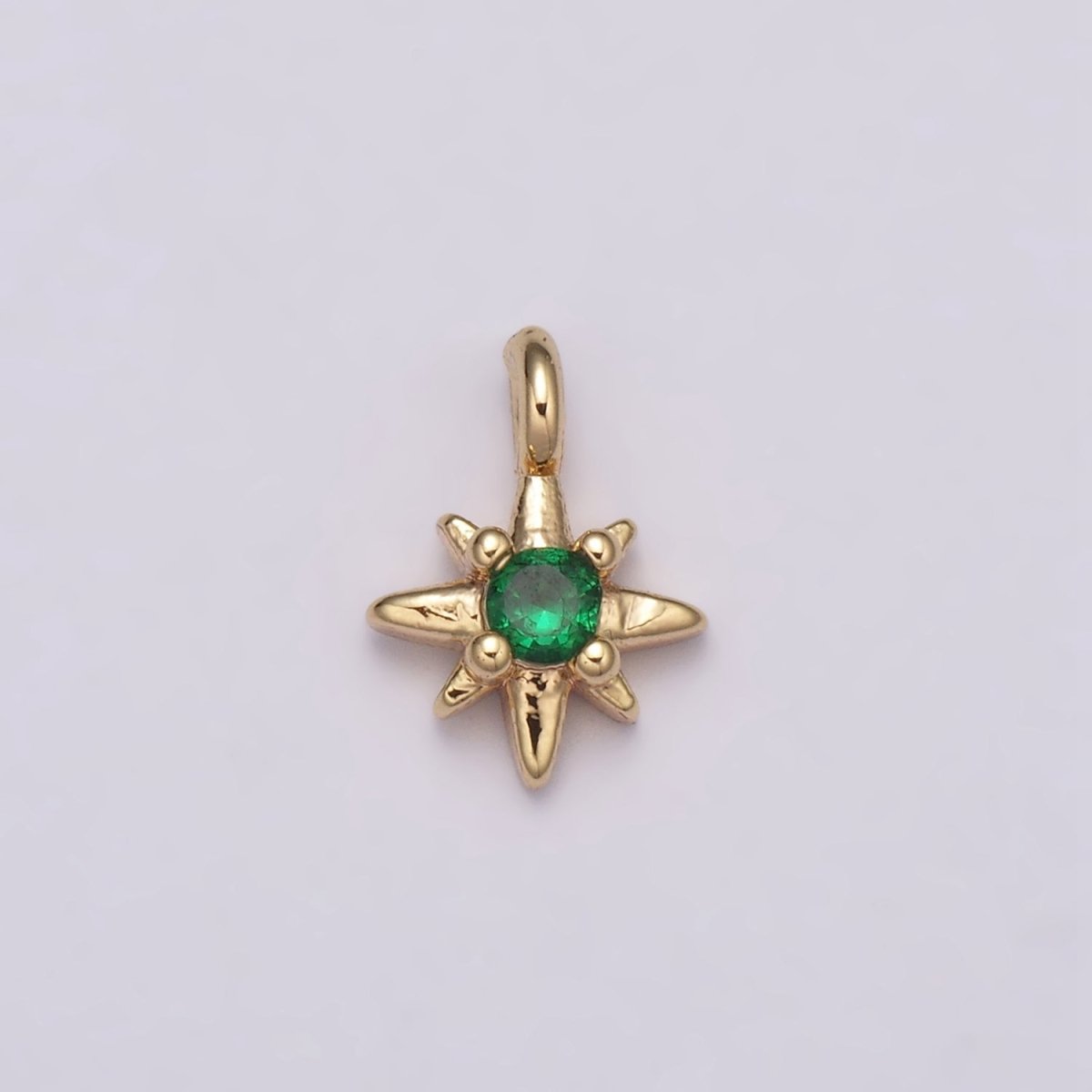 Tiny CZ 8 Point Star Cubic Zirconia Small Starburst North Star Pendant - 16K Gold Filled CZ Drop Charm Pendant, Celestial Jewelry, Pointed Star N-165 - N-169