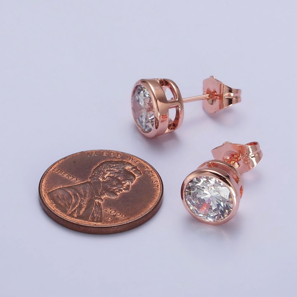 Tiny cz stud earrings - Dainty Minimalist earrings - Gold, Silver, Rose Gold stud earrings 4mm, 5mm, 6mm, 8mm 9mm 10mm | AB107 AB147 AB153