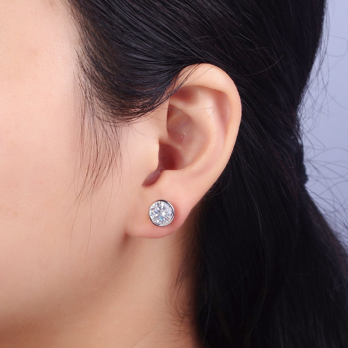 Tiny cz stud earrings - Dainty Minimalist earrings - Gold, Silver, Rose Gold stud earrings 4mm, 5mm, 6mm, 8mm 9mm 10mm | AB107 AB147 AB153