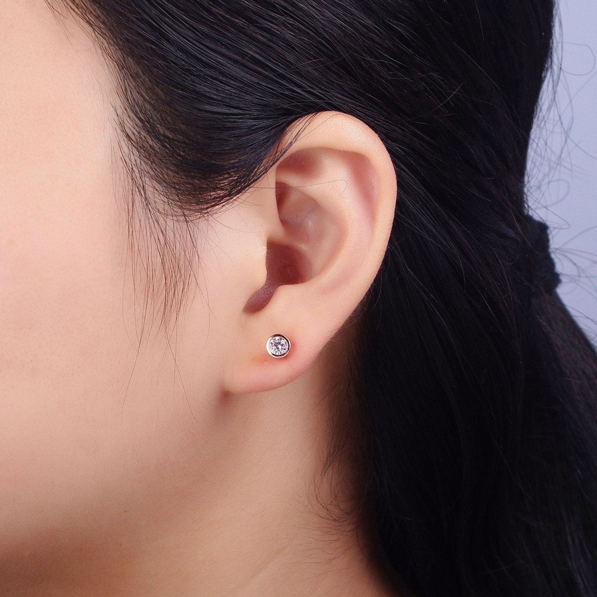 Tiny cz stud earrings - Dainty Minimalist earrings - Gold, Silver, Rose Gold stud earrings 4mm, 5mm, 6mm, 8mm 9mm 10mm | AB107 AB147 AB153