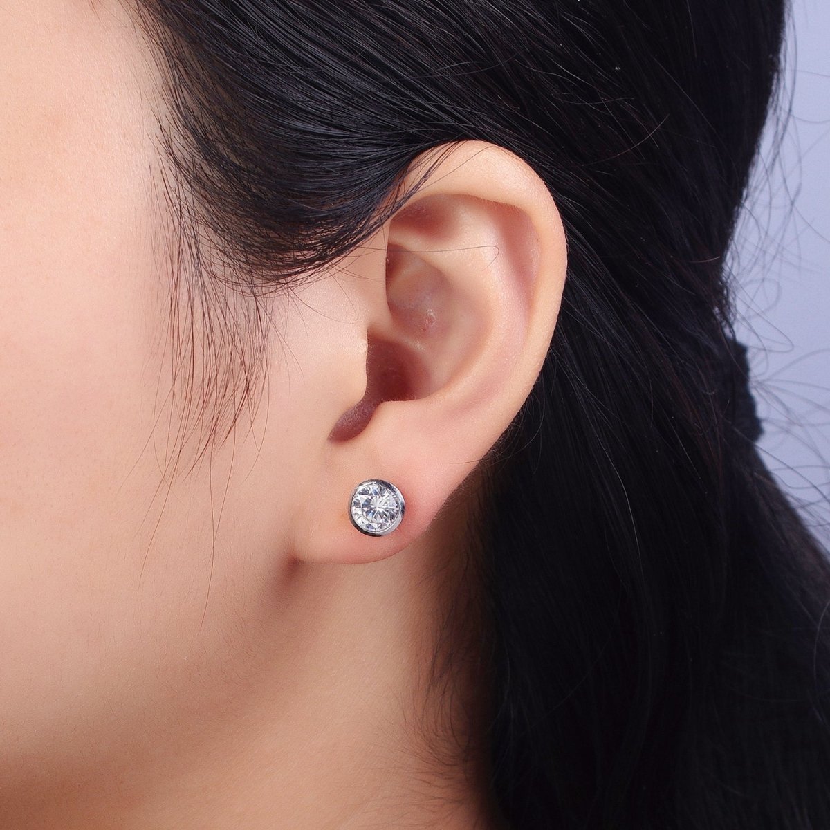 Tiny cz stud earrings - Dainty Minimalist earrings - Gold, Silver, Rose Gold stud earrings 4mm, 5mm, 6mm, 8mm 9mm 10mm | AB107 AB147 AB153