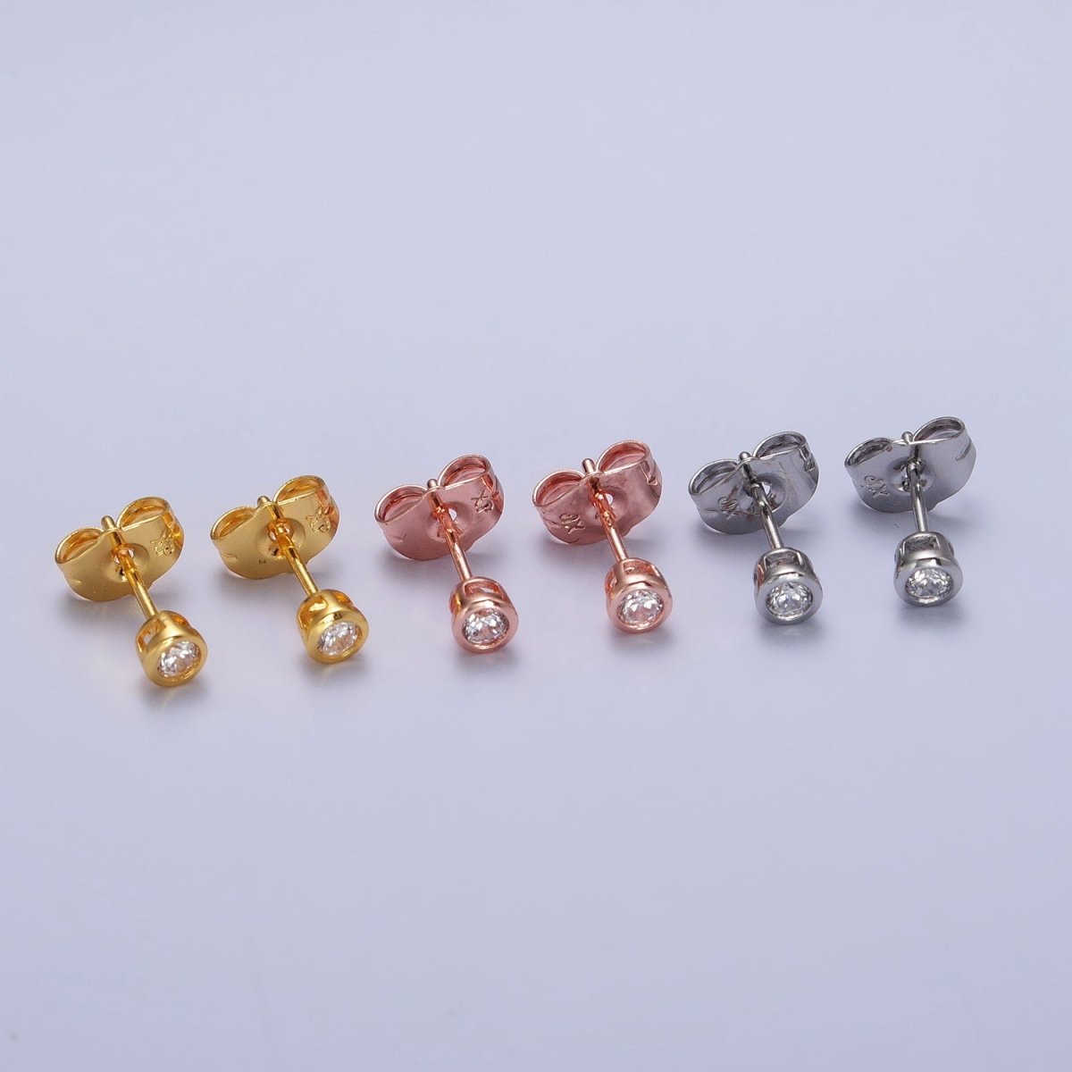 Tiny cz stud earrings - Dainty Minimalist earrings - Gold, Silver, Rose Gold stud earrings 4mm, 5mm, 6mm, 8mm 9mm 10mm | AB107 AB147 AB153