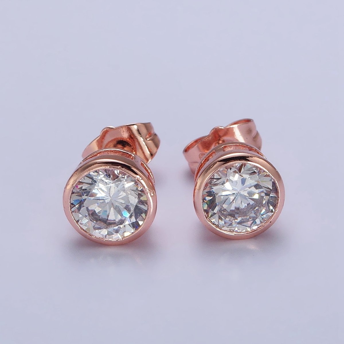 Tiny cz stud earrings - Dainty Minimalist earrings - Gold, Silver, Rose Gold stud earrings 4mm, 5mm, 6mm, 8mm 9mm 10mm | AB107 AB147 AB153