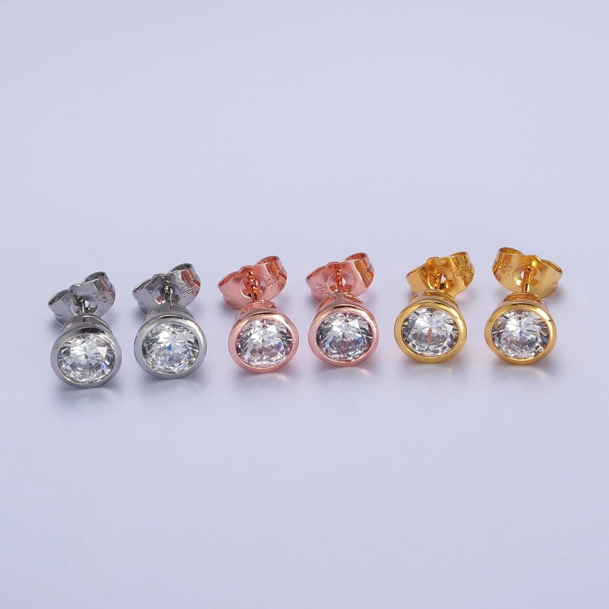 Tiny cz stud earrings - Dainty Minimalist earrings - Gold, Silver, Rose Gold stud earrings 4mm, 5mm, 6mm, 8mm 9mm 10mm | AB107 AB147 AB153