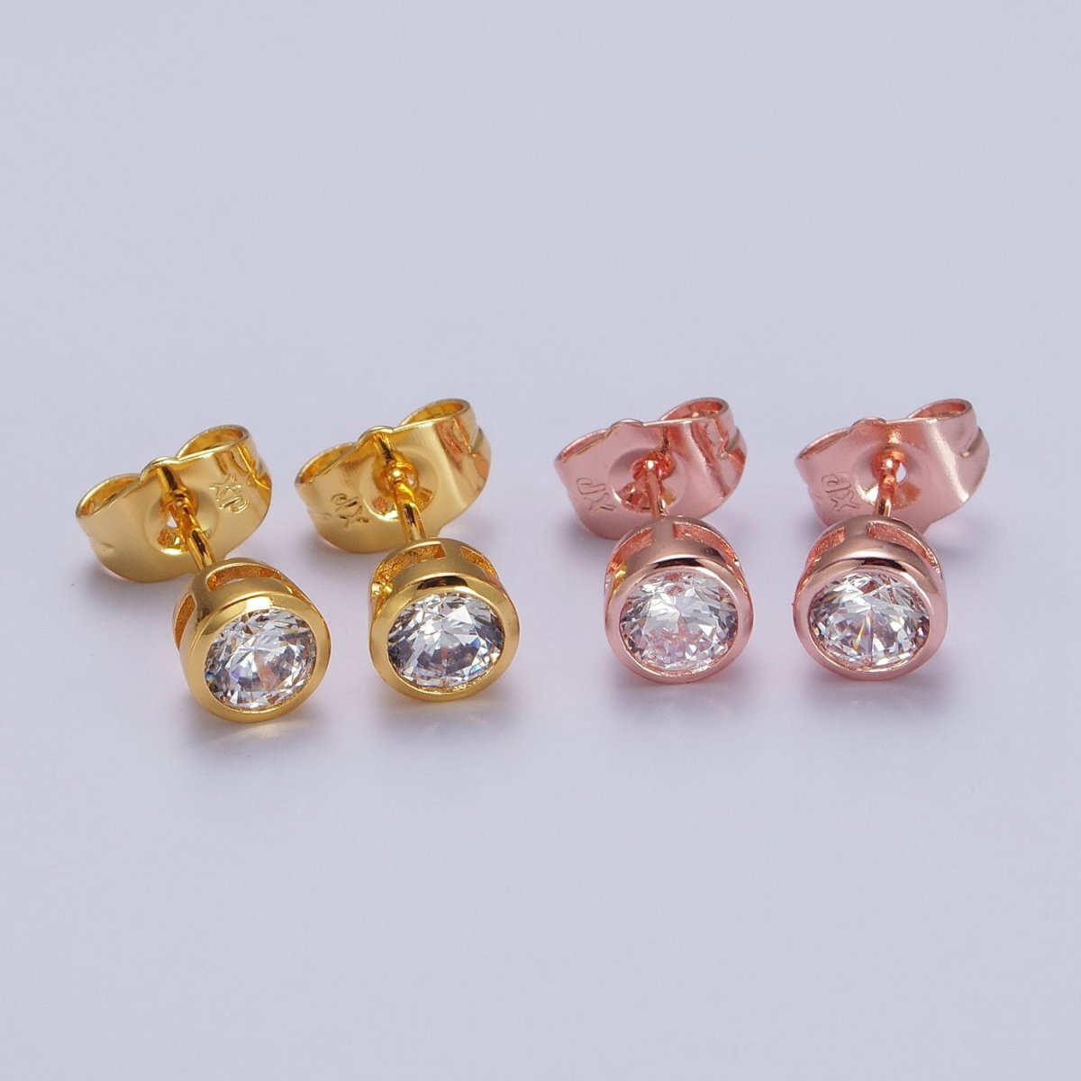 Tiny cz stud earrings - Dainty Minimalist earrings - Gold, Silver, Rose Gold stud earrings 4mm, 5mm, 6mm, 8mm 9mm 10mm | AB107 AB147 AB153