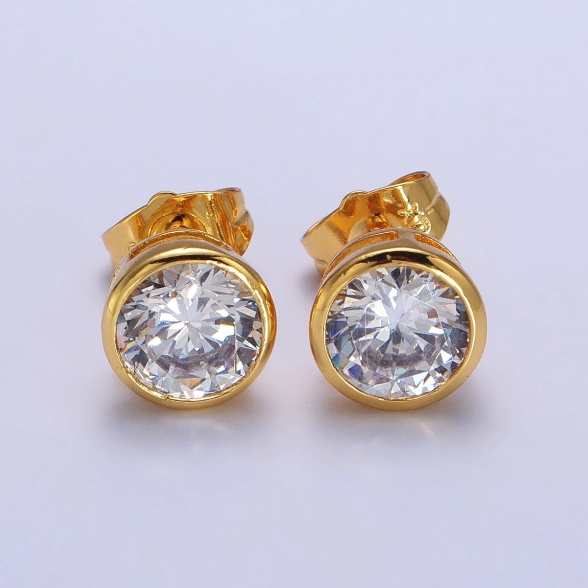 Tiny cz stud earrings - Dainty Minimalist earrings - Gold, Silver, Rose Gold stud earrings 4mm, 5mm, 6mm, 8mm 9mm 10mm | AB107 AB147 AB153
