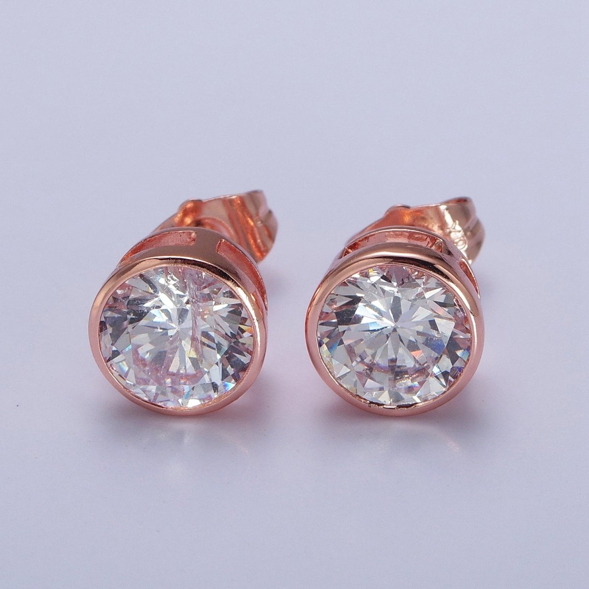 Tiny cz stud earrings - Dainty Minimalist earrings - Gold, Silver, Rose Gold stud earrings 4mm, 5mm, 6mm, 8mm 9mm 10mm | AB107 AB147 AB153