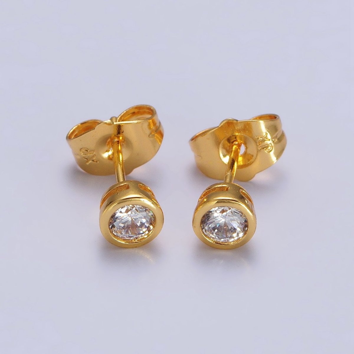 Tiny cz stud earrings - Dainty Minimalist earrings - Gold, Silver, Rose Gold stud earrings 4mm, 5mm, 6mm, 8mm 9mm 10mm | AB107 AB147 AB153