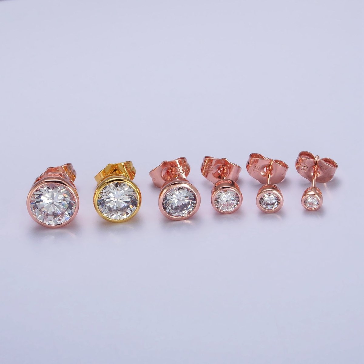 Tiny cz stud earrings - Dainty Minimalist earrings - Gold, Silver, Rose Gold stud earrings 4mm, 5mm, 6mm, 8mm 9mm 10mm | AB107 AB147 AB153