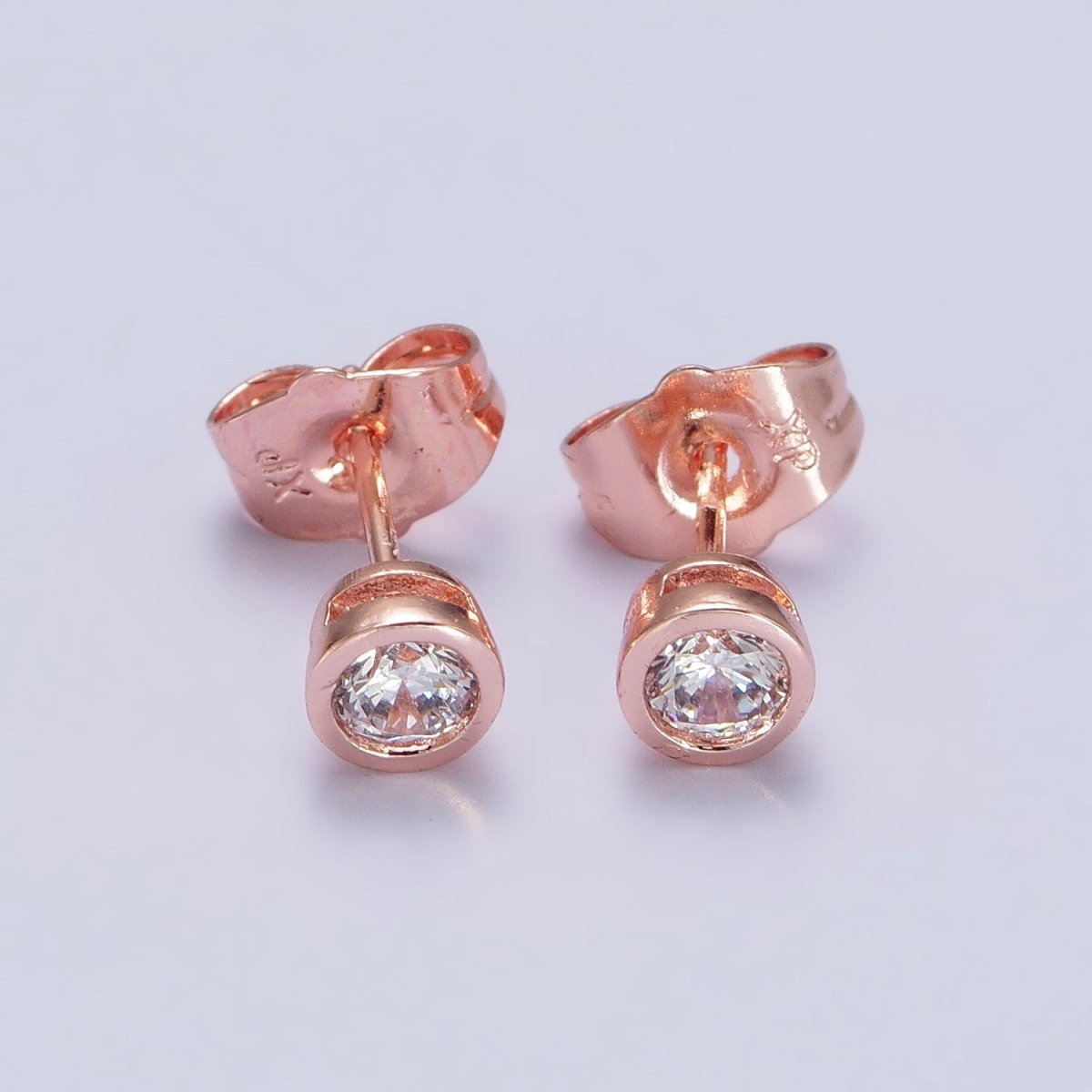 Tiny cz stud earrings - Dainty Minimalist earrings - Gold, Silver, Rose Gold stud earrings 4mm, 5mm, 6mm, 8mm 9mm 10mm | AB107 AB147 AB153