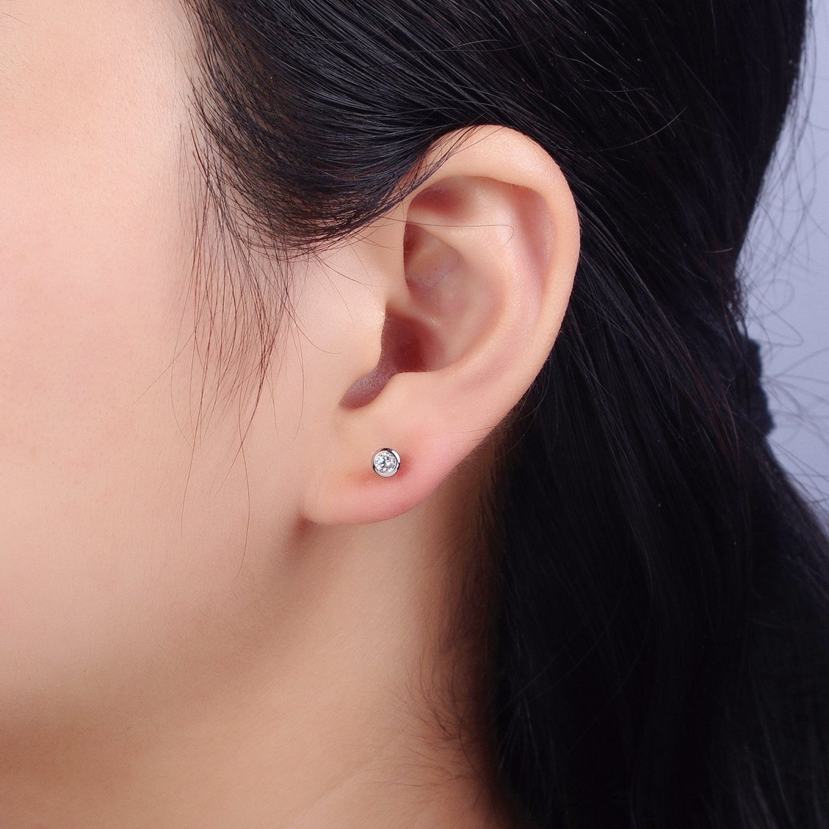 Tiny cz stud earrings - Dainty Minimalist earrings - Gold, Silver, Rose Gold stud earrings 4mm, 5mm, 6mm, 8mm 9mm 10mm | AB107 AB147 AB153