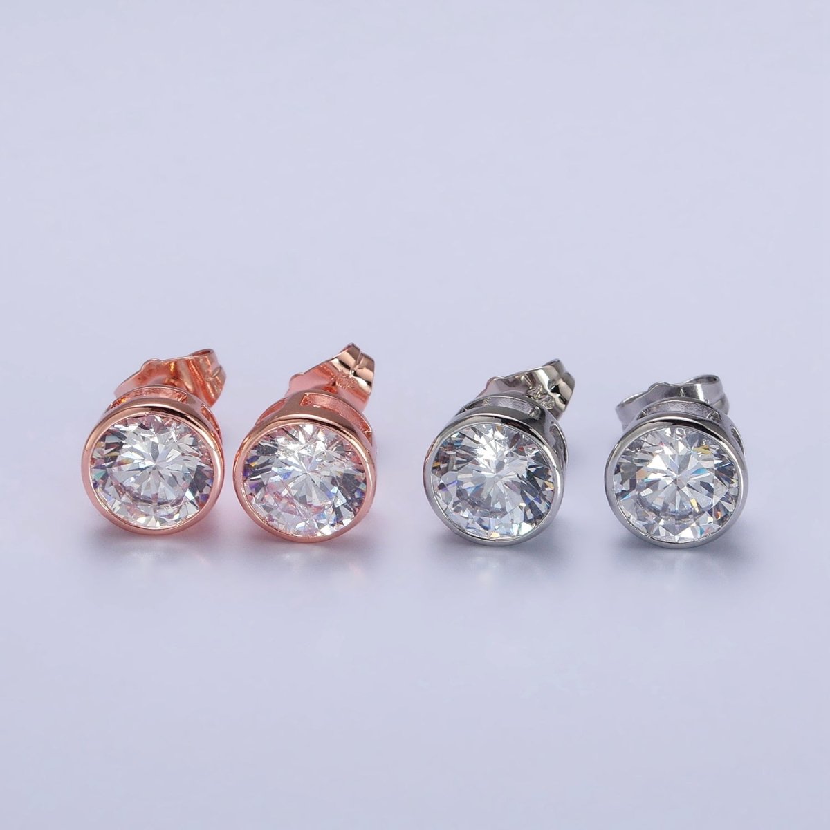 Tiny cz stud earrings - Dainty Minimalist earrings - Gold, Silver, Rose Gold stud earrings 4mm, 5mm, 6mm, 8mm 9mm 10mm | AB107 AB147 AB153