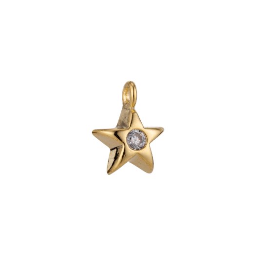 Tiny Dainty 18K Gold Filled Star with CZ for Choker Necklace Pendant Charm Bails Findings for Jewelry Making Earring Bracelet Charm E-454