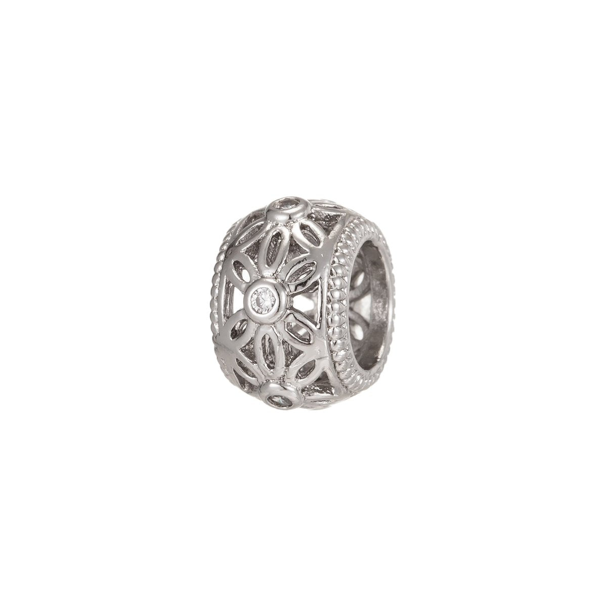 Tiny Daisy Flower Silver Ornament Beads CZ Mini Floral Nature Gold Filled Art Jewelry Making Beads B-196 - DLUXCA