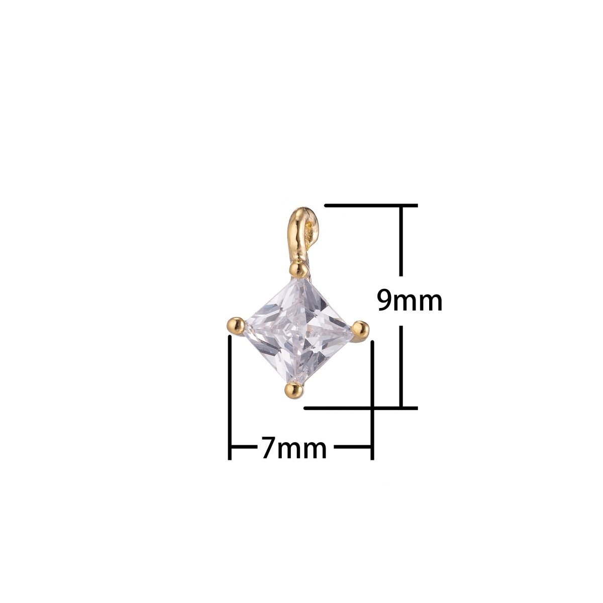 Tiny Diamond Shape Charm, Micro Pave CZ Charm, 18K Gold Filled Pendant Dainty Love Minimalist Necklace Charm for Jewelry Making | C-117 C-377