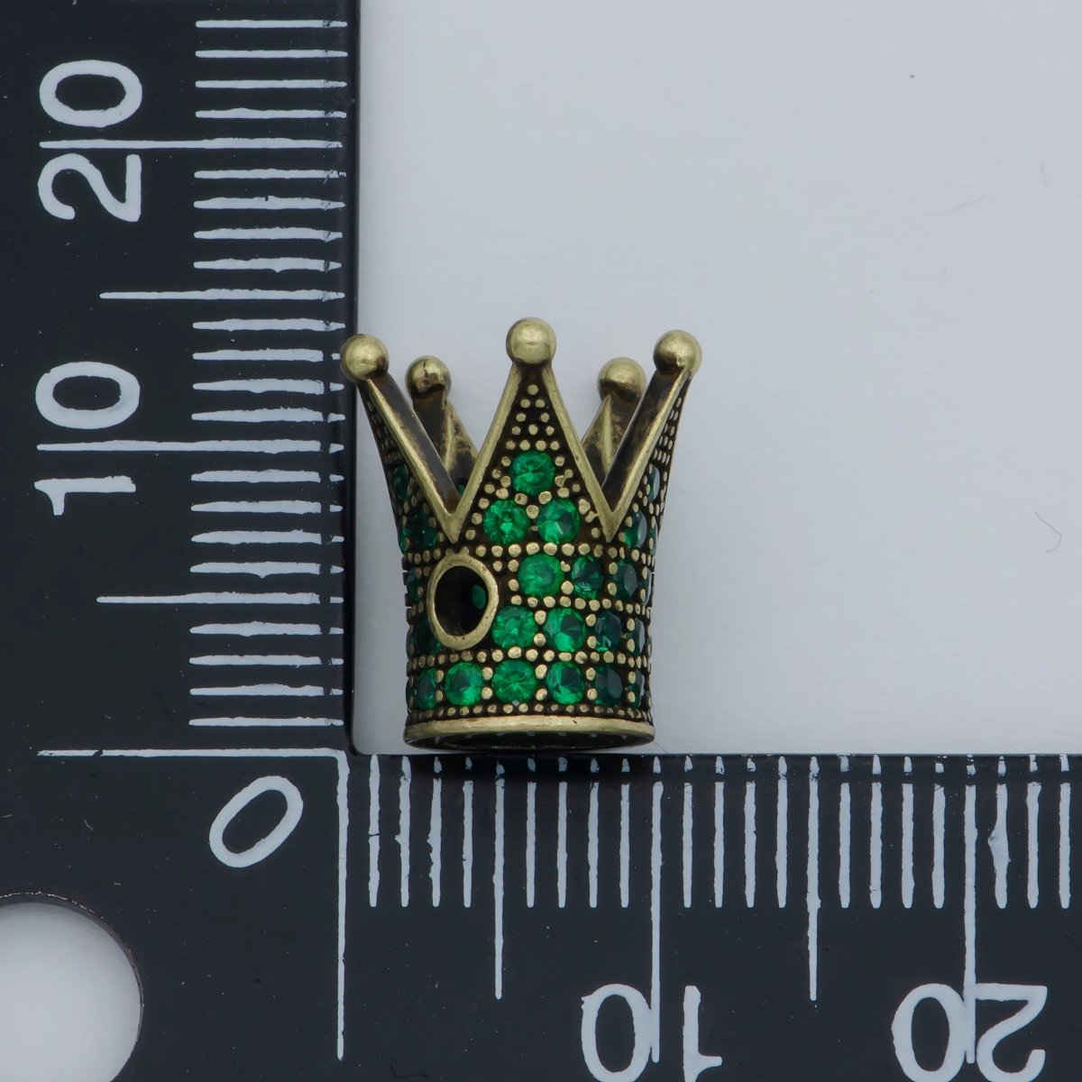 Tiny Emperor Crown Beads CZ Green Crystal Small Simple King Queen Crown Model Jewelry Making Beads B-581