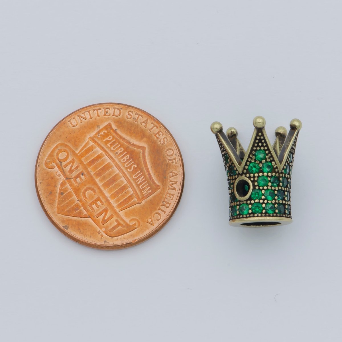 Tiny Emperor Crown Beads CZ Green Crystal Small Simple King Queen Crown Model Jewelry Making Beads B-581