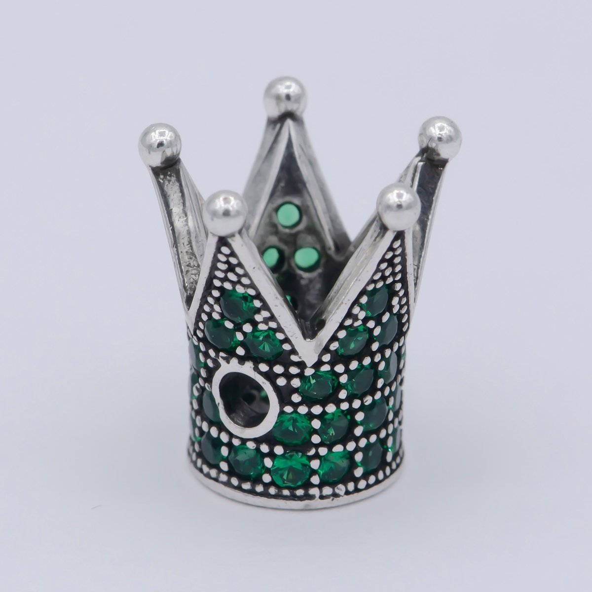 Tiny Emperor Crown Beads CZ Green Crystal Small Simple King Queen Crown Model Jewelry Making Beads B-581