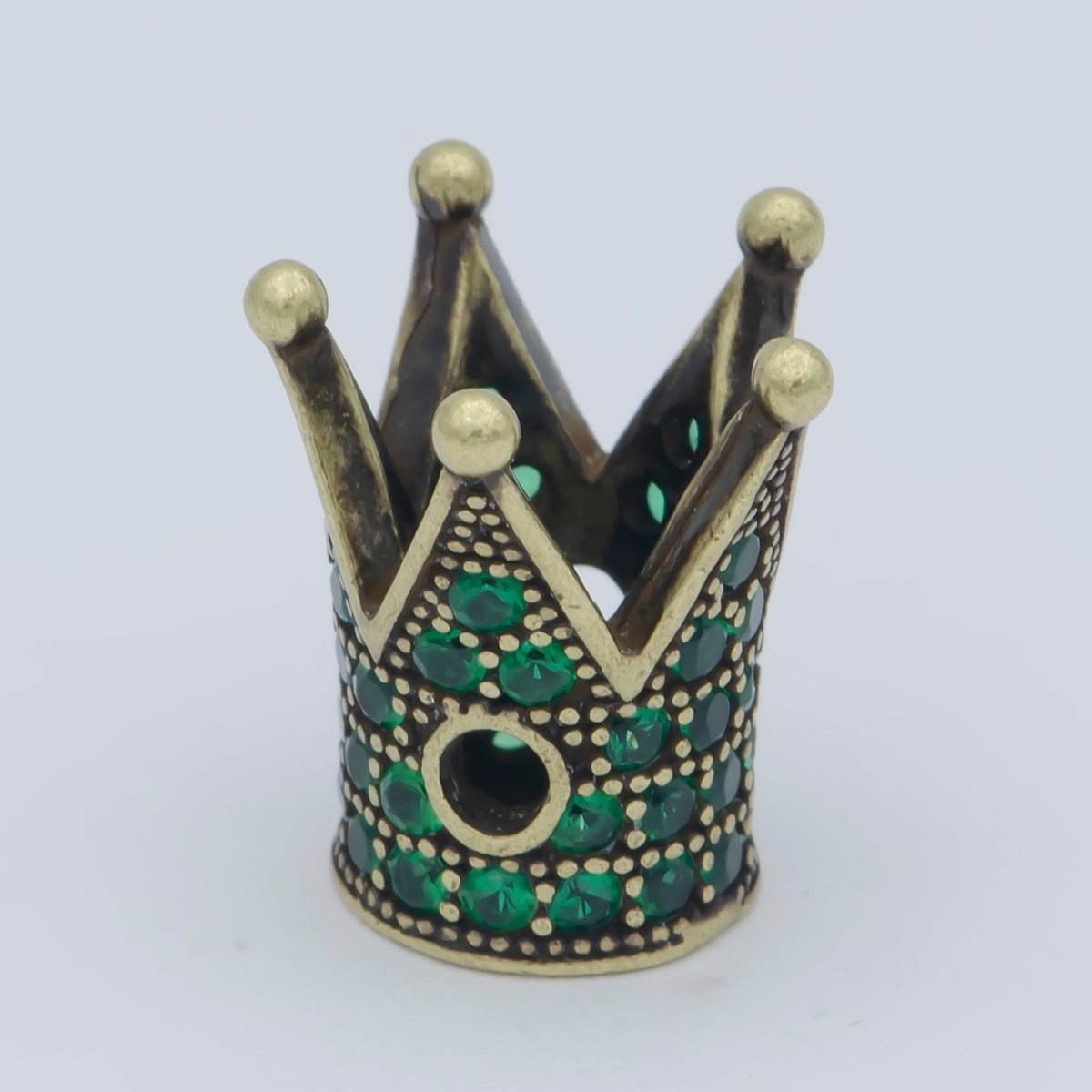 Tiny Emperor Crown Beads CZ Green Crystal Small Simple King Queen Crown Model Jewelry Making Beads B-581