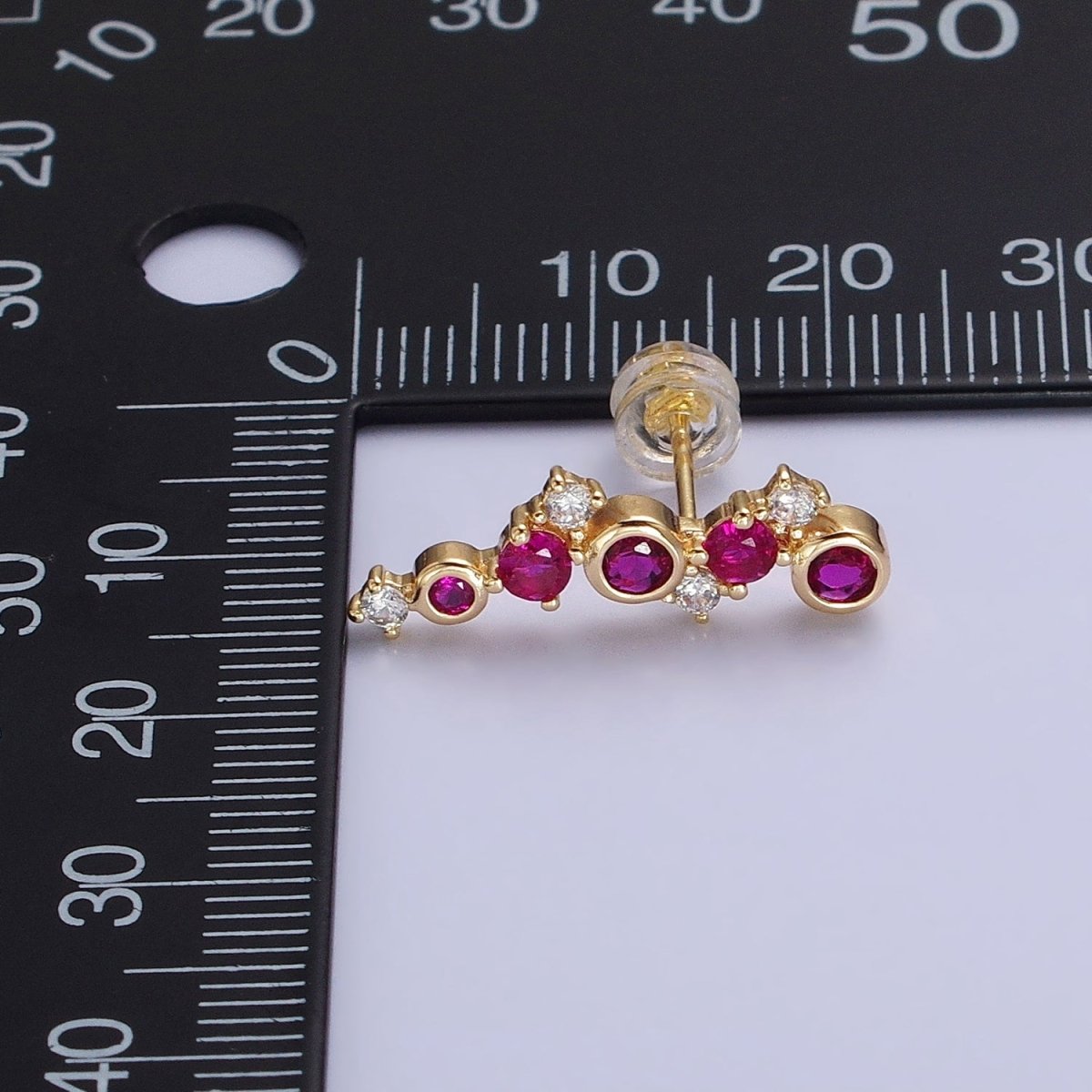 Tiny Fuchsia CZEarrings, Small Ear Climber Earrings AB606 AB607
