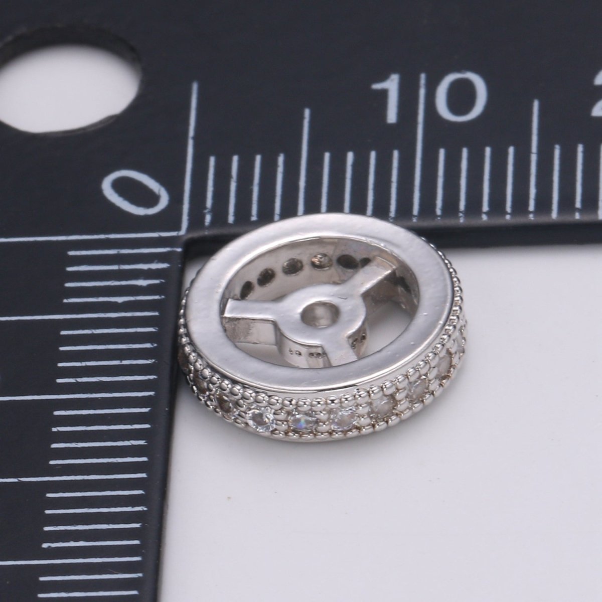 Tiny Gold and Silver Round Wheel Beads CZ Mini Geometric Circle Shape Jewelry Making Beads B-504