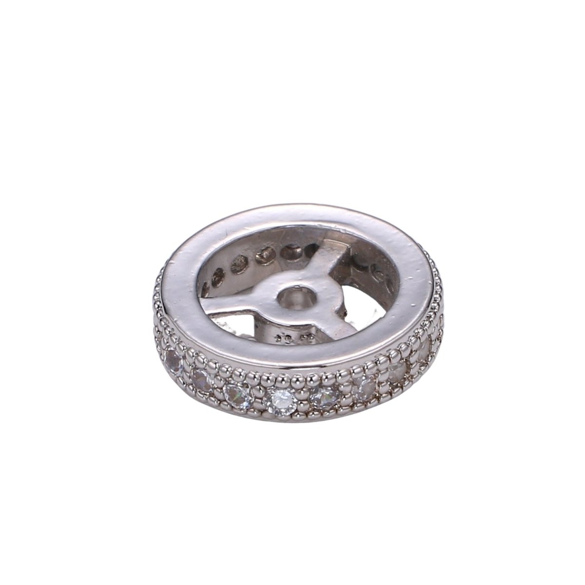 Tiny Gold and Silver Round Wheel Beads CZ Mini Geometric Circle Shape Jewelry Making Beads B-504
