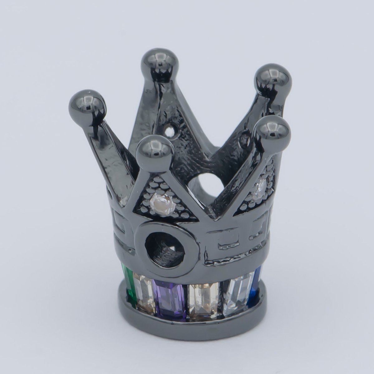 Tiny Gold Black Kingdom Emperor Crown Beads CZ Crystal Small King Queen Prince Crown Model Jewelry Making Beads B-570, B-571