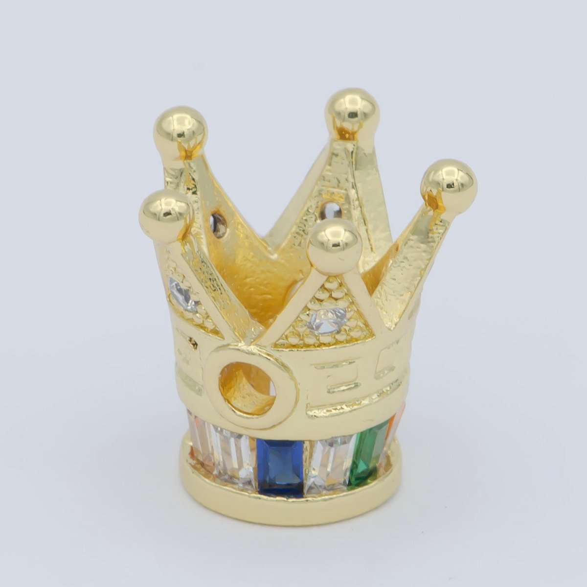 Tiny Gold Black Kingdom Emperor Crown Beads CZ Crystal Small King Queen Prince Crown Model Jewelry Making Beads B-570, B-571
