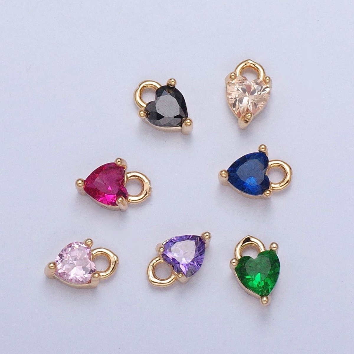 Tiny Gold Heart Charm, Micro Pave Heart, Mini Heart Charms, Heart Pendant, Cubic Zirconia Charm, Beads, CZ Bracelet Charm X-004-X-010