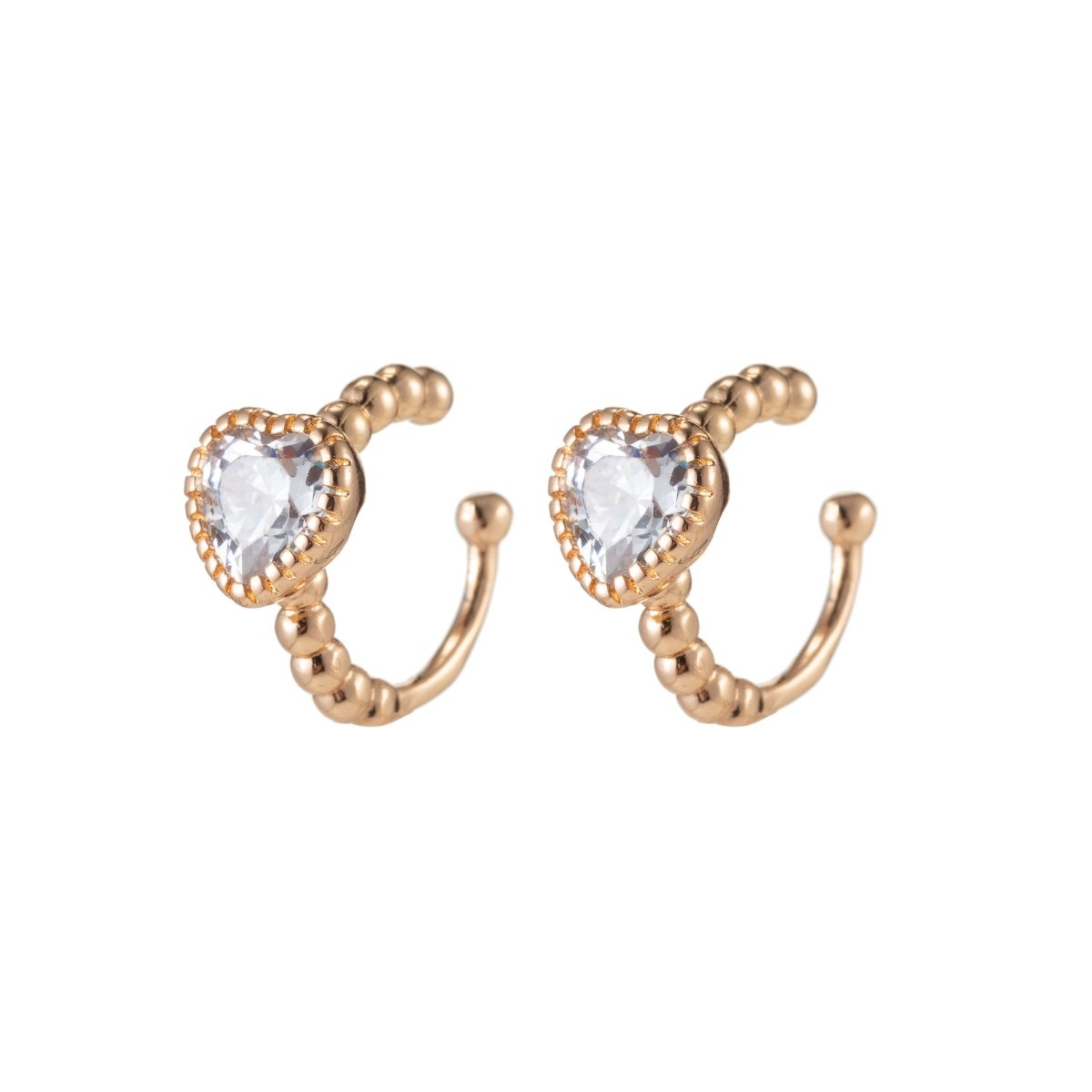 Tiny gold Heart ear cuff, Dainty cuff, Conch cz ear cuff, Huggie cz ear cuff, Non pierced cz ear cuff, Dainty ear cuff, Gold ear cuff, Conch, AI-059 - DLUXCA