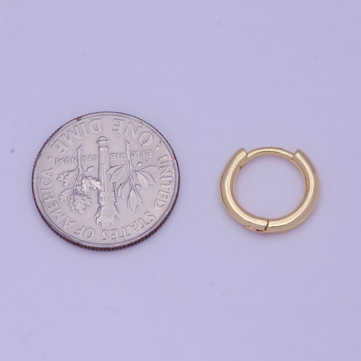 Tiny Gold Huggie Earring 12mm mini Huggie V-366