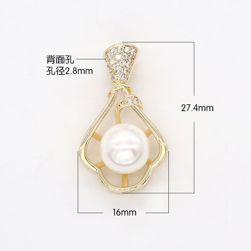 Tiny Gold Plated Bundle Frame Charm CZ Bundle Wrap Net Micro Pave Charm Pendant GP-746