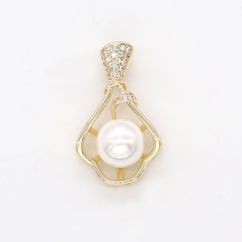 Tiny Gold Plated Bundle Frame Charm CZ Bundle Wrap Net Micro Pave Charm Pendant GP-746
