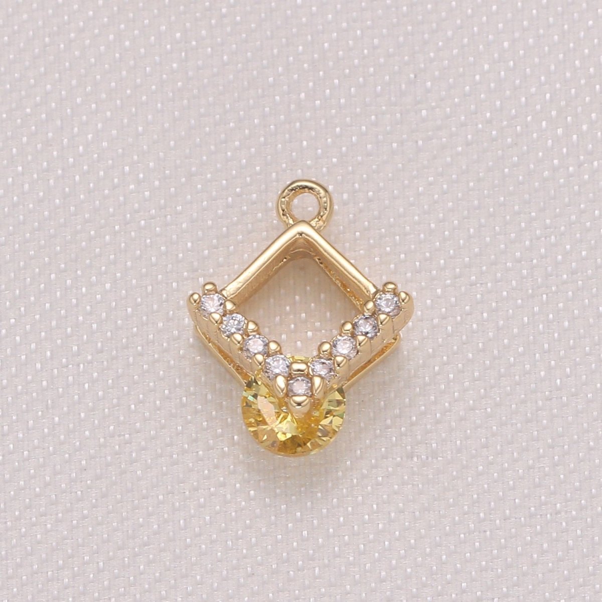 Tiny Gold Plated Diamond Charms CZ Dainty Square Micro Pave Charm Pendant GP-981 GP-982 GP-983