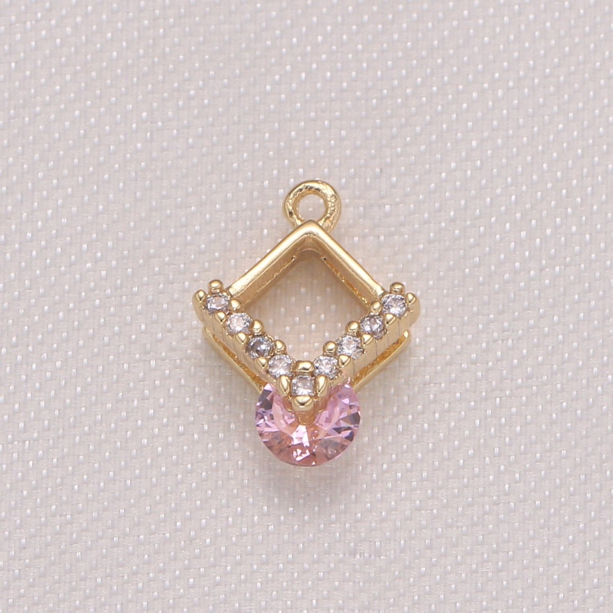 Tiny Gold Plated Diamond Charms CZ Dainty Square Micro Pave Charm Pendant GP-981 GP-982 GP-983
