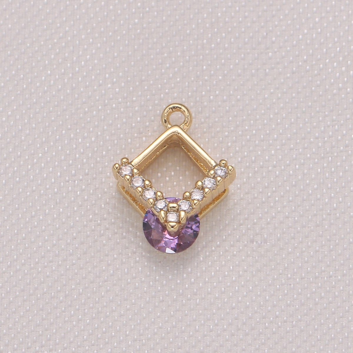 Tiny Gold Plated Diamond Charms CZ Dainty Square Micro Pave Charm Pendant GP-981 GP-982 GP-983