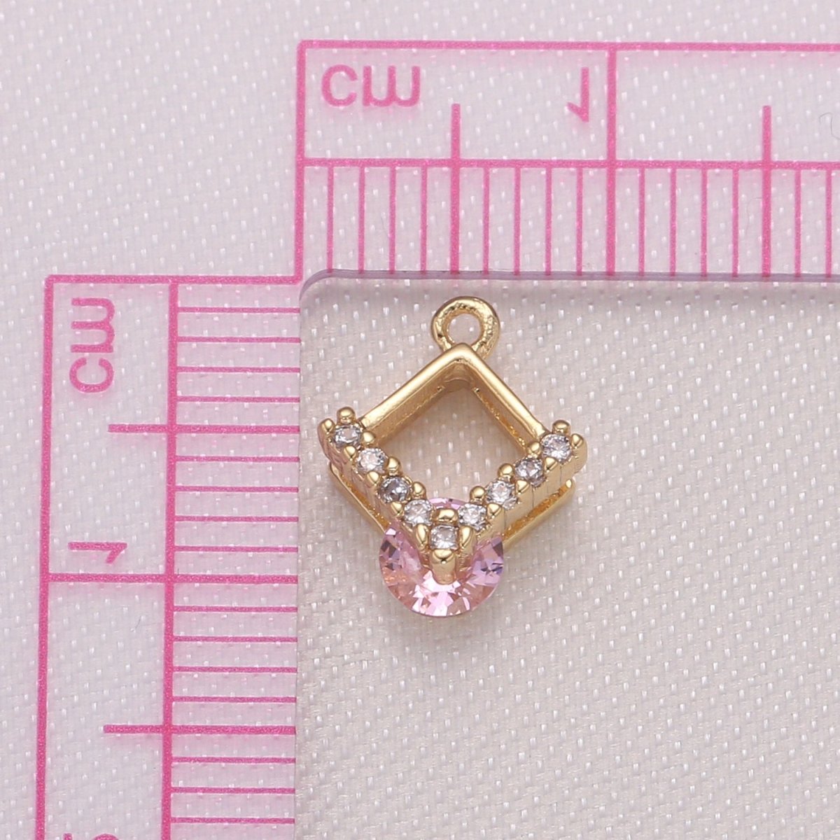 Tiny Gold Plated Diamond Charms CZ Dainty Square Micro Pave Charm Pendant GP-981 GP-982 GP-983