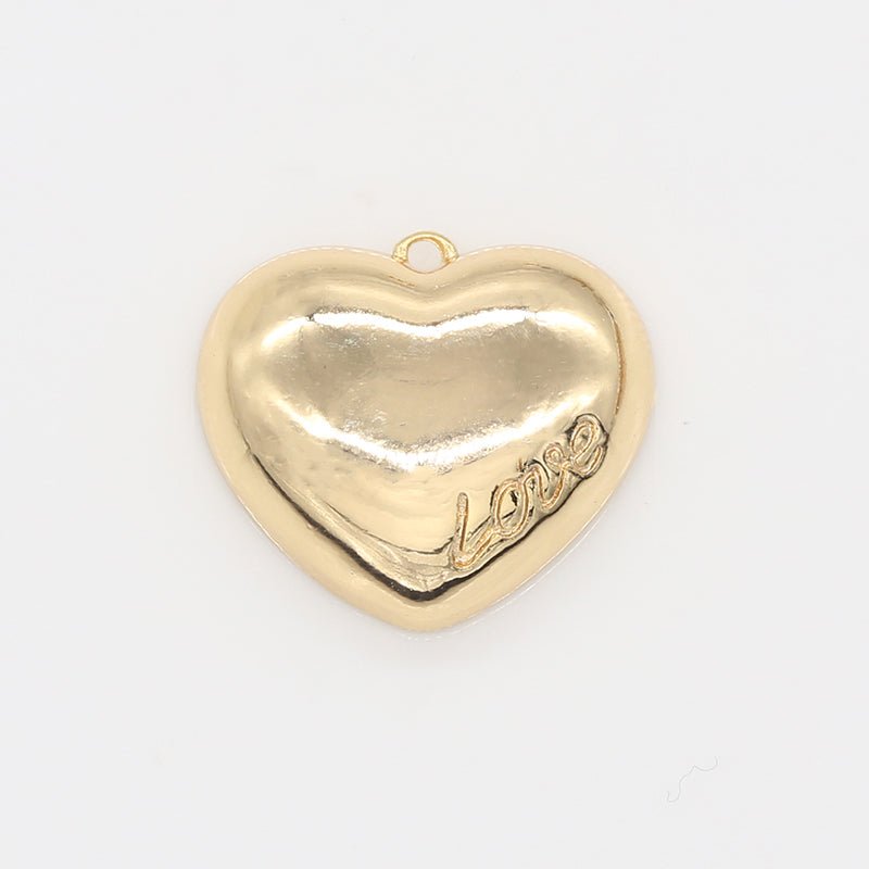 Tiny Gold Plated Love Heart Charm, Plain Golden Valentine Love Heart Charm Pendant GP-698