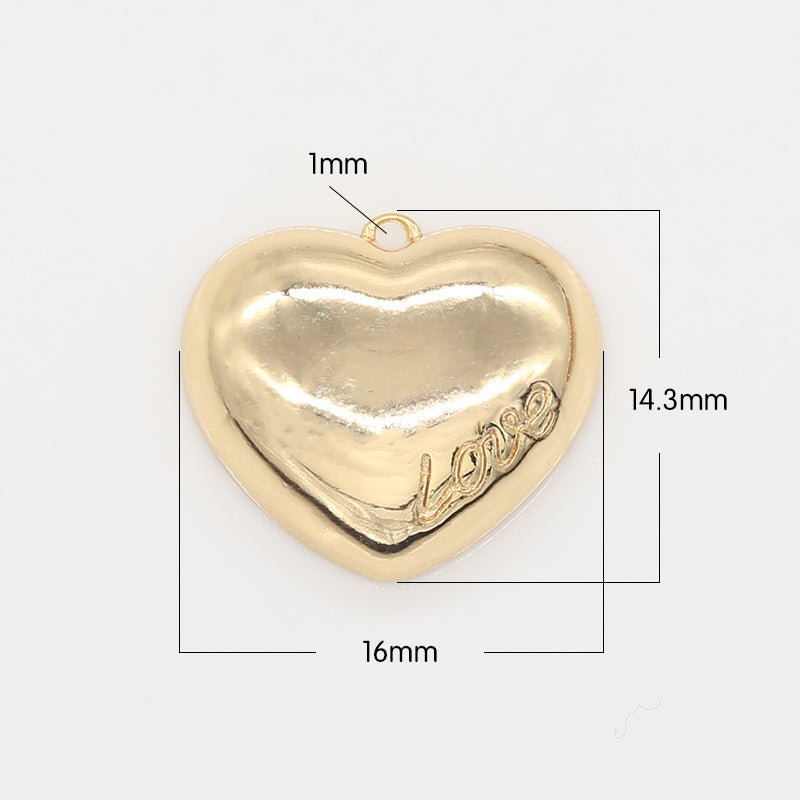 Tiny Gold Plated Love Heart Charm, Plain Golden Valentine Love Heart Charm Pendant GP-698