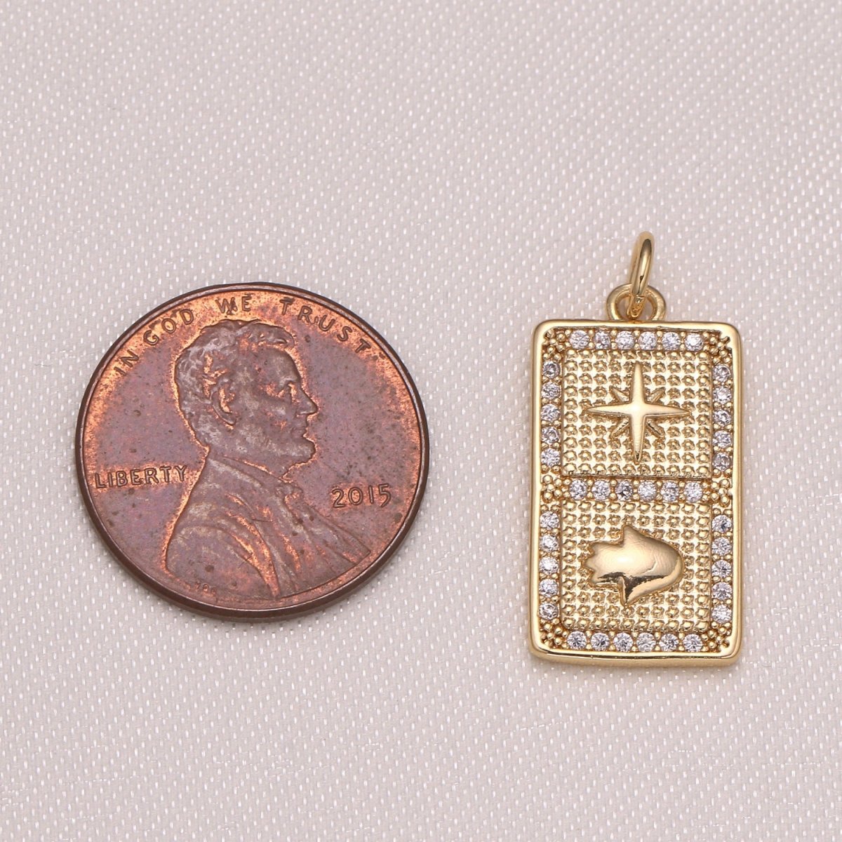 Tiny Gold Plated North Star and Hamsa Hand CZ Charm Pendant GP-1002
