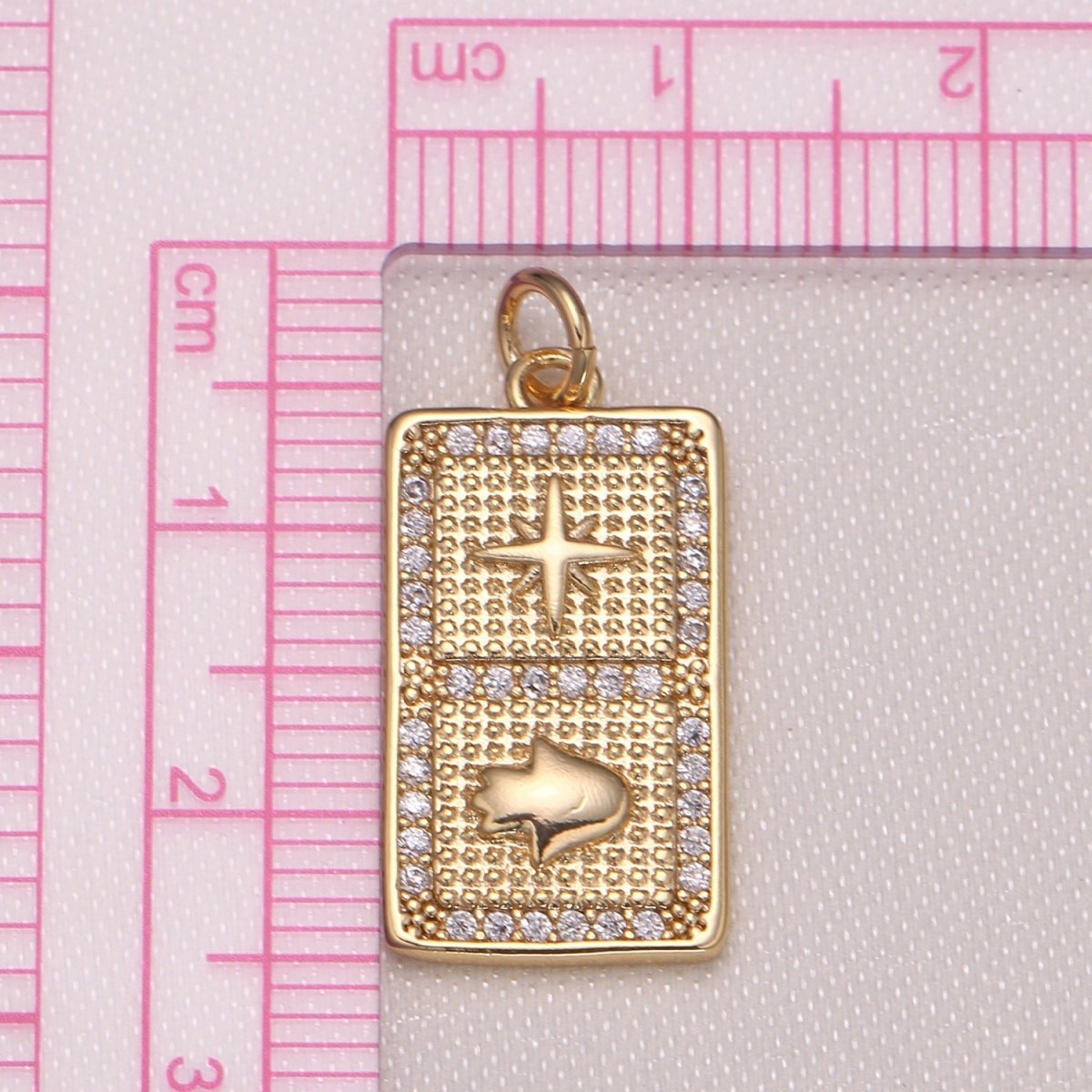 Tiny Gold Plated North Star and Hamsa Hand CZ Charm Pendant GP-1002