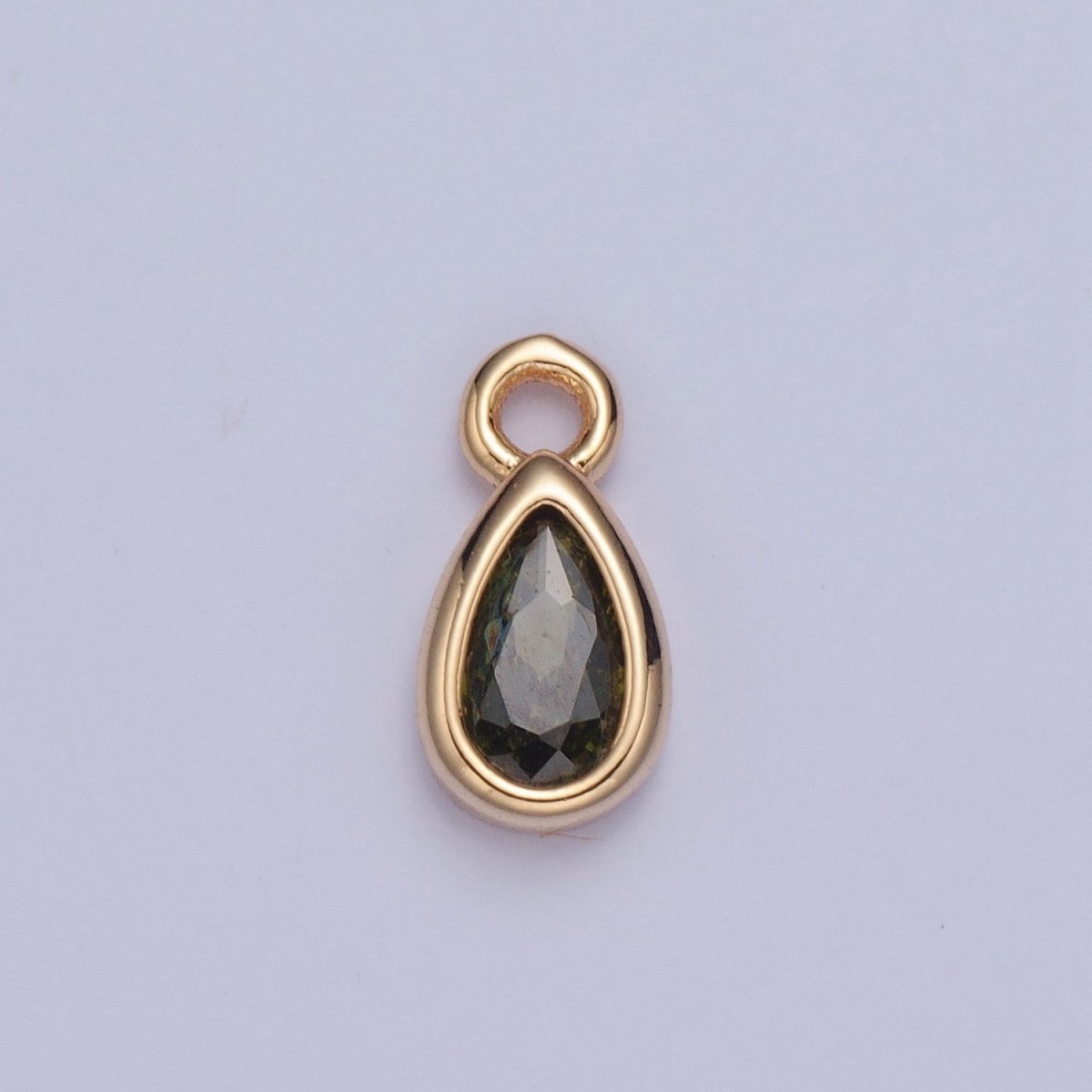 Tiny Gold Teardrop Charm, Micro Pave Tear Drop, Mini Geometric Charm Cubic Zirconia Charm CZ Bracelet Charm X-011-X-017